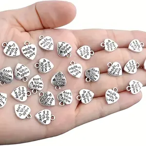 100pcs  Heart-Shaped Pendant DIY Jewelry Making Charms - Zinc Alloy, Durable Keychains & Necklaces for Bracelets, Earrings, and Accessories, Keychain Charms, Charms for Jewelry Making, Keychain Accessories, Heartshaped Design, Metallic Finish