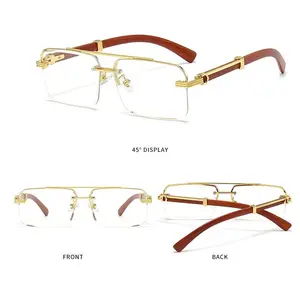 2025 Mens Sunglasses Fashion Rimless Rectangle Square Frameless Designer Sunglasses with Strong Half Metal Frame & HD Lenses for Men