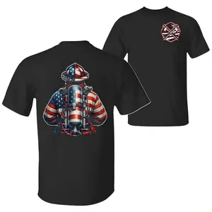 American Flag Firefighter T-Shirt, Firefighter Gear with Flag Graphic, Patriotic Fireman Tee, Support First Responders, Firefighter Apparel for Heroes