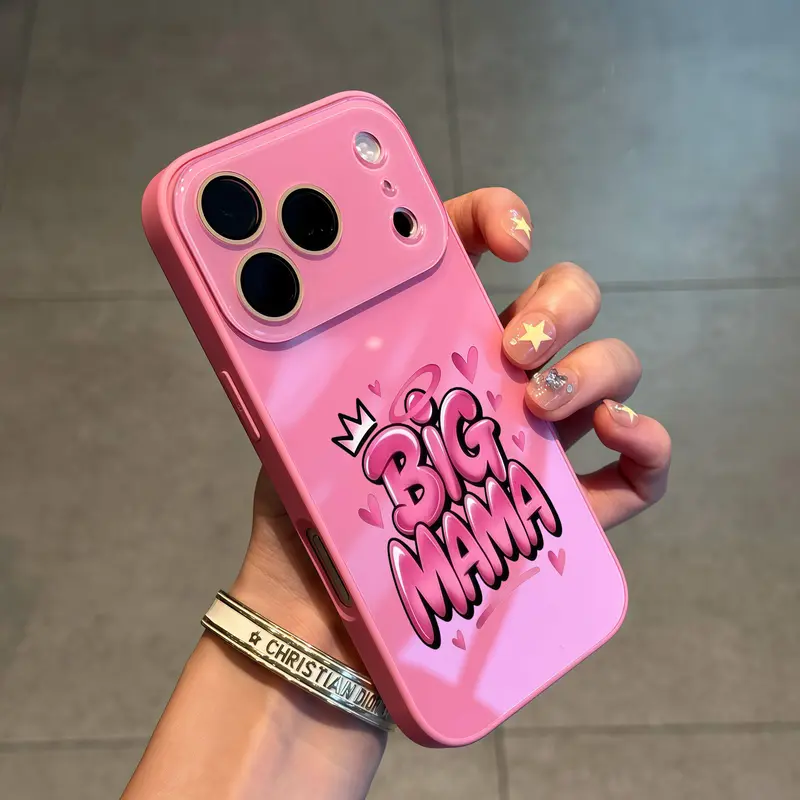 Crown Big Mama Quote Pattern Phone Case for iPhone 17Pro Max, 16Plus, 15, 14, 13, 12,11case, Soft Touch Glossy Crystal Cellphone Accessory, Slim Cover with Removable Camera Lens Protector, Lightweight Everyday Protection for Women.JL91A