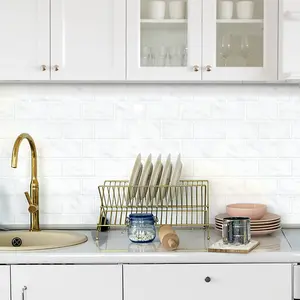 10pcs, Self-Adhesive Tiles 12x12 Inch Vintage 3D Self-Adhesive Backsplash Wall Tiles - High Temperature Resistant Wall Tiles,  for Kitchen, Bathroom, Laundry Room (5 Square Feet) Quick Stick