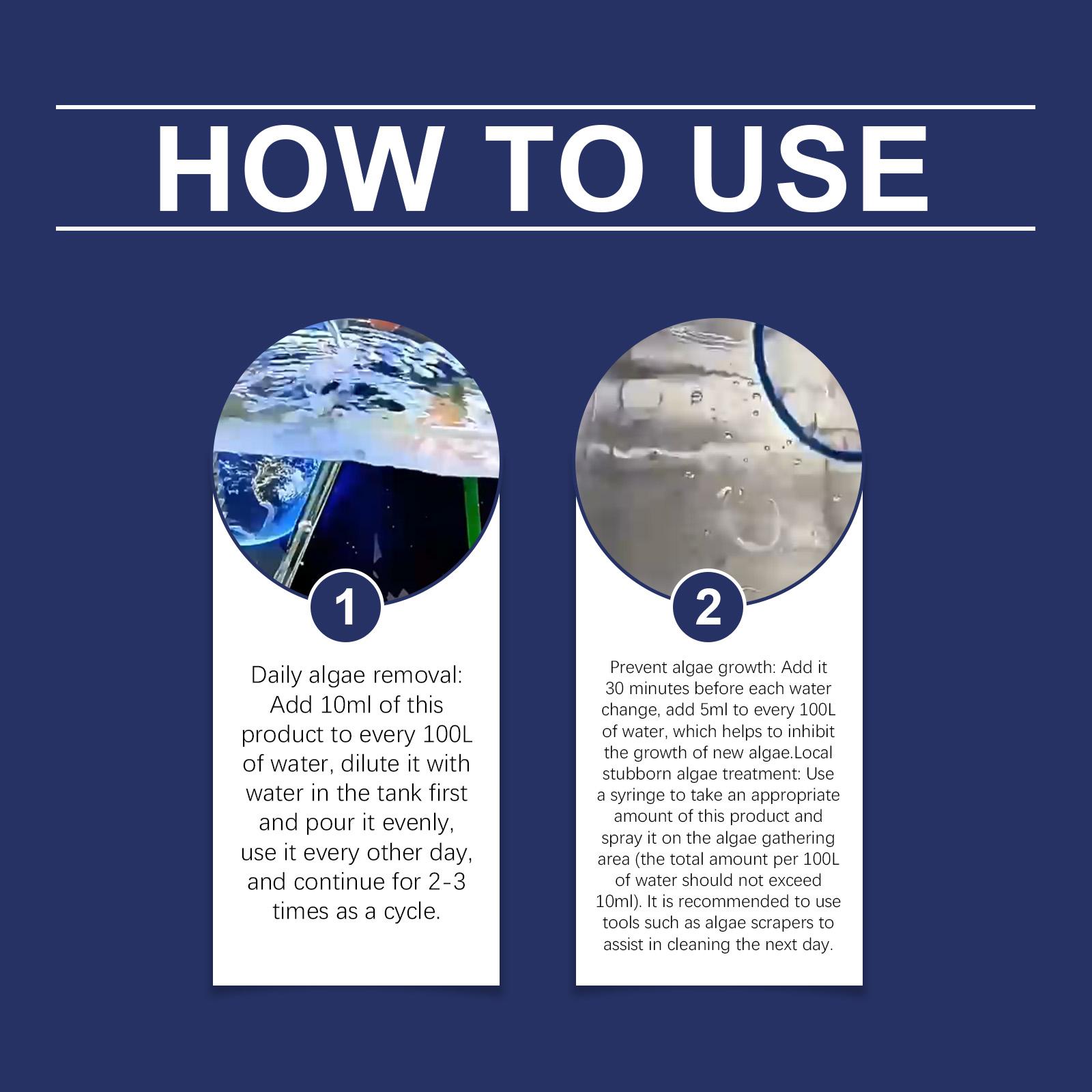 Aquarium Water Clarifier Cleans Tank Stains Removes Moss & Algae Purifies Water Safe for Fish Daily Maintenance Formula