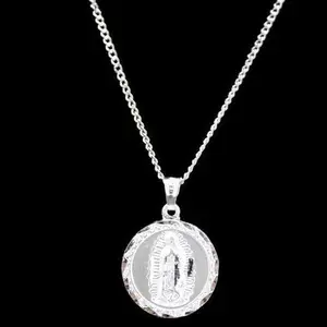 Our Lady of Guadalupe and Sacred Heart of Jesus with Necklace (Solid.925 Silver)