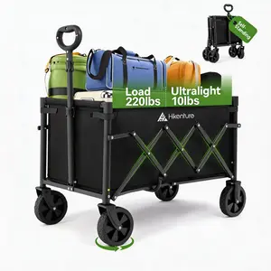 Hikenture Wagon Cart Foldable,Ultra-Compact Small Utility Folding Wagon,Heavy Duty Grocery Cart with All-Terrain Wheels,Portable Collapsible Wagon for Garden,Beach,Shopping,Camping,Sports