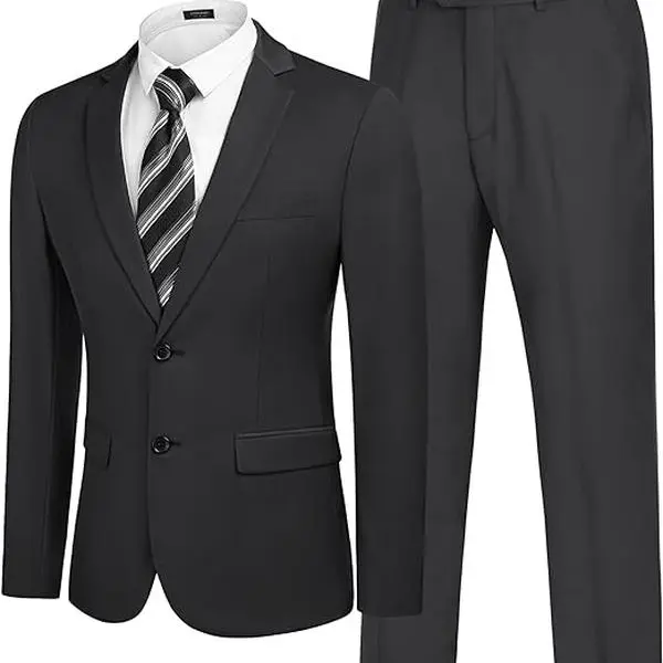 COOFANDY Men's 2 Piece Suits Classic Fit 2 Button Dress Suits Tuxedo Jacket Blazer for Wedding Business Dinner Prom Formal Menswear Elegant
