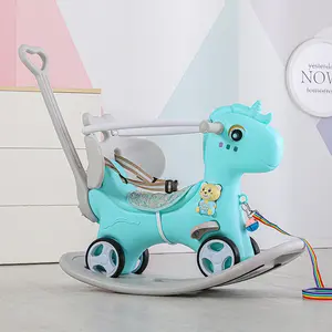 Rocking Horse for Toddlers, Balance Bike Ride On Toys with Push Handle, Backrest and Balance Board for or 1 - 3 years old baby boys and girls, Unicorn Kids Riding Birthday Gift (Blue/Pink)