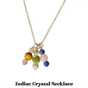 Handmade Zodiac Crystal Necklace for Power Healing and Manifesting Love - Available in Gold or Silver