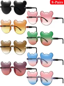 8-Piece Kids Sunglasses Set, Unisex PC Frame, Windproof Casual Eyewear for All Seasons, Perfect Gift for Christmas, Birthdays & Outdoor Activities