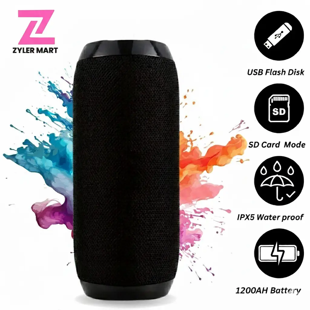 ZYLER Portable Bluetooth 5.1 Speaker - 24W Drivers, 1200mAh Battery Powered Speakers, IPX5 Waterproof Silicone Build, Loud Bass, USB/TF/Strap Connections, Digital Charging, Dual Pairing Stereo, Outdoor Use, Compatible with Smartphones, PCs & Laptops, Wate