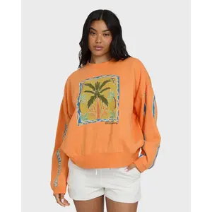 BILLABONG Women's Palm Rio Crewneck Sweatshirt, Soft Brushed Fleece Cotton Poly Blend Relaxed Fit Warm Beach Casual Wear