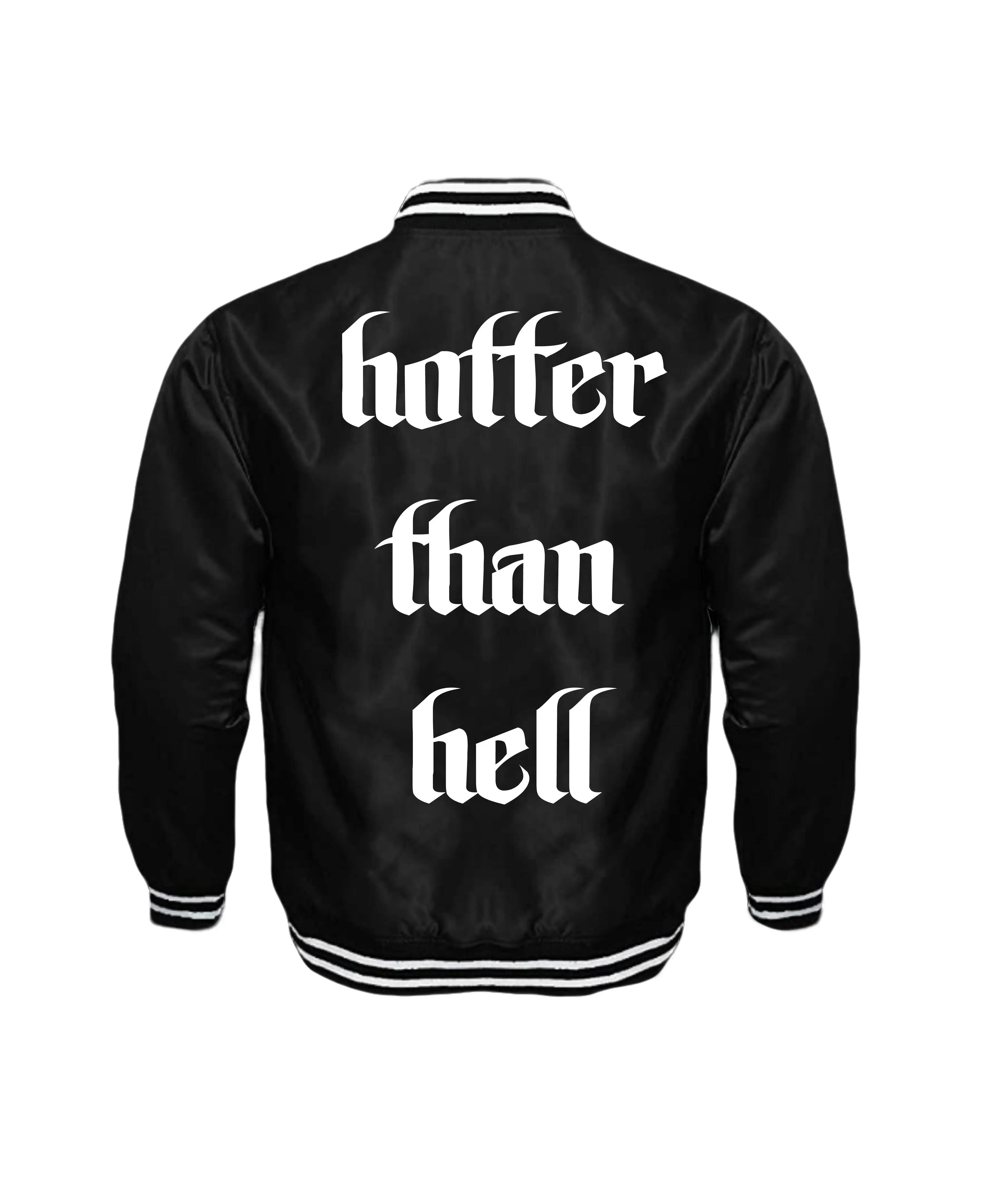 Hotter Than Hell Unisex Satin Baseball Jacket Striped Trim
