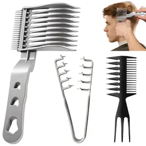 Professional Hair Styling Comb Set for Men & Women – Wide Tooth Texture Comb, Clipper Fade Comb & Volume Pick for Curly, Fluffy & Wolf Cut Hairstyles