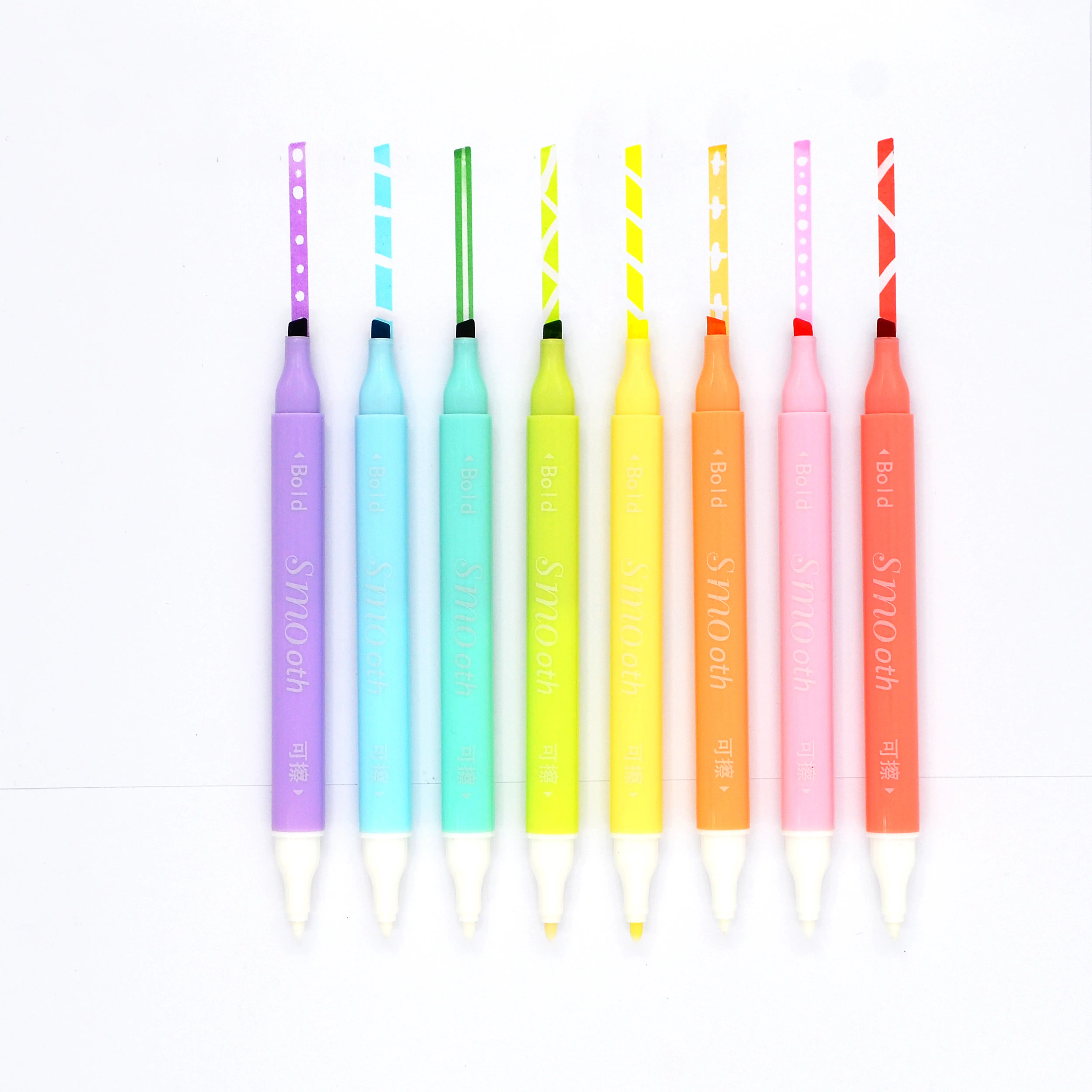 HANKU 8-Pack Erasable Dual-Tip Highlighters, Assorted Colors Chisel-Tip Non-Bleed Pens, Office Accessories, Cubicle Work Accessories for School Office Use