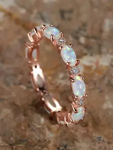 1 PC Glamorous Cubic Zirconia & Faux Opal Ring For Women For Wedding Engagement Anniversary Party Jewelry Valentine's Day Gift Cubic Zirconia Rings