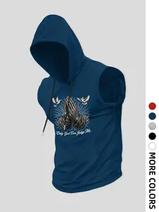 Men's Letter Print Hooded Tank Top, Regular Fit Casual Street Style Sleeveless Top for Summer, Men's Top for Daily Wear