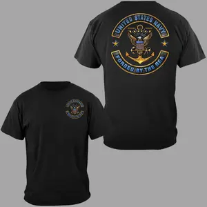 U.S. Navy T-shirt, Forged By The Sea Emblem 2 Sides, Bold Eagle Anchor Graphic, Military Veteran Pride Tee, Soft Cotton Blend Shirt, Navy Support Apparel, Gift for Men & Women, Streetwear, 4th July Outfit