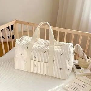 Large Capacity with Embroidered Tulip Design, Travel Essentials Carryall, Perfect for Ages 18 and Up, Stylish and Durable
