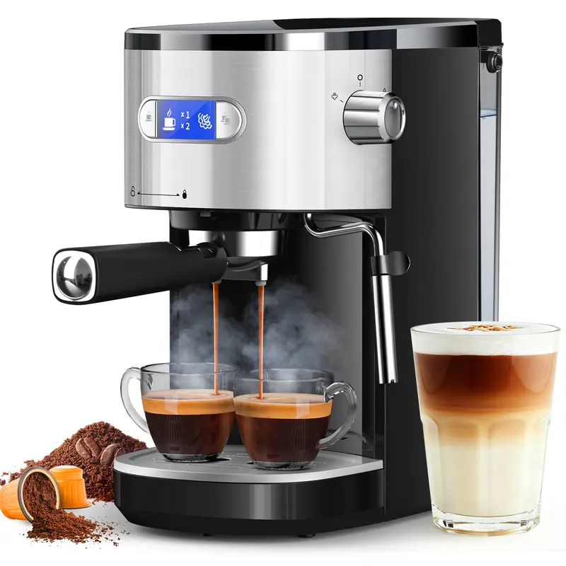 COWSAR Espresso Machine 20 Bar, Semi-Automatic Coffee Maker with Milk Frother Steam Wand, Nespresso Capsule Compatible, 45 oz Removable Water Tank for Cappuccino, Latte, Home,1350W