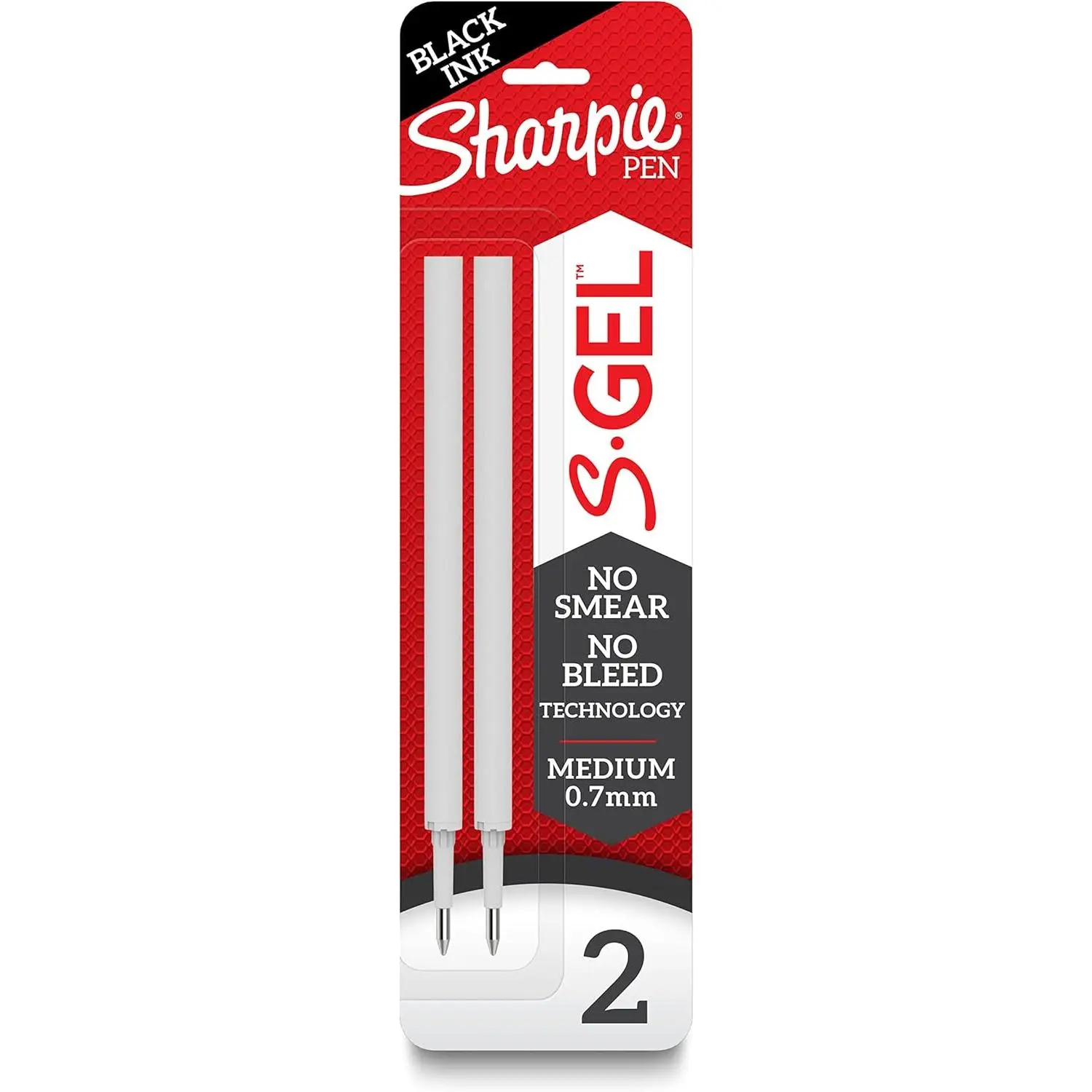 Sharpie S-Gel Ink Refills, Black, Medium Point (0.7mm), 6 Packs of 2ct, 12 Total Count for Arts & Crafts Educational Toys, Ink Refill, Gel Pens, Intensely Bold Colors