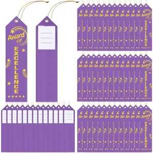 50 Pcs Award of Excellence Ribbons 8 x 2 Inches with Cards and Strings, Prize Achievement Honorable Mention for Team Competition Rewards Participation Gift Prizes