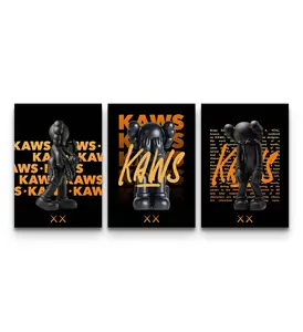 KAWS Signature Orange Edition Wall Art – Set of 3 Prints, Product without frame