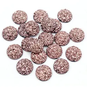 Fashion 40pcs 8mm 12mm 12mm Rose Gold Color Plated Flat back Resin Cabochon For Bracelet Earrings accessories