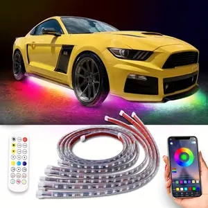 Car Underglow Lights 6pcs Led Strip Lights,  Bluetooth With Dream Color Chasing RGB Remote Control Underbody Light Kit For Boats Truck LED Neon Lamp 12V
