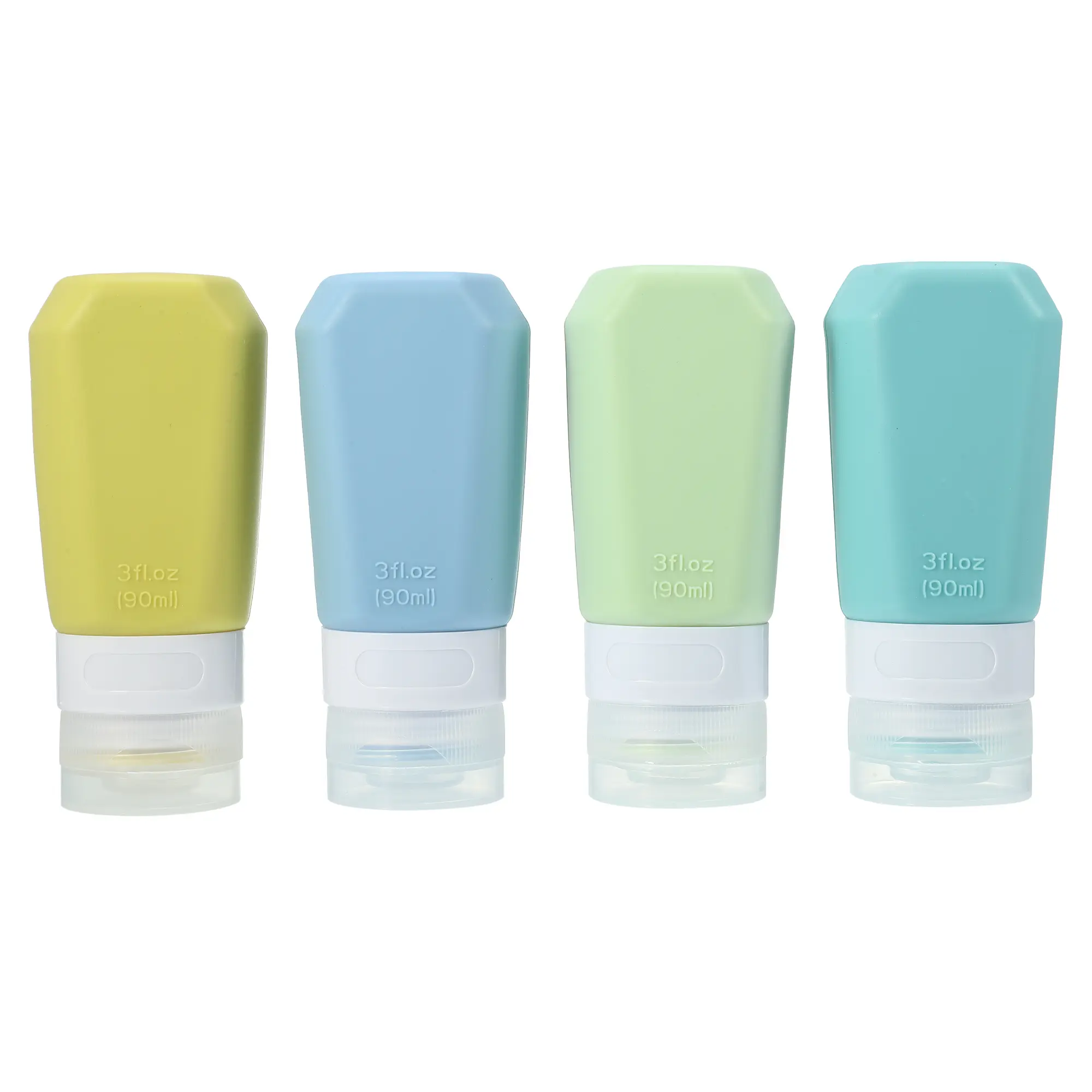 VOCOSTE 4pcs Silicone Travel Bottles for Toiletries, 3 oz Leak Proof Travel Bottle, Toiletry Bottle Shampoo Travel Container, Travel Size Bottle, TSA Approved Travel Bottles, 3.94", Yellow