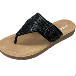 WOMENS RHINESTONE BUCKLE FLIP FLOP HARI-S