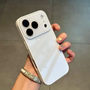 Luxury crystal texture mobile phone case, skin-feeling solid color mobile phone case suitable for iPhone17/16/15/14/13promax series, solid color mobile phone protective cover IPCASE-22