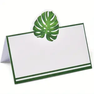 Palm Leaf Place Card, Foldable Greenery Tent Card, Seating Name Card, Wedding Party Table Setting Card