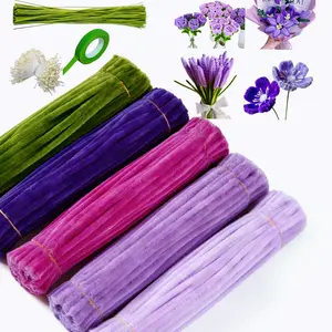 541pcs Flower pipe cleaners kit,purple color,diy flower decor,chenille flowers,thick pipe cleaner,plush DIY bouquet pipe cleaner craft pack, school project
