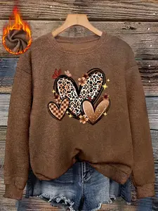 Women's Fall Winter Fitted Sweater, Elegant Classy Tops, Soft & Cozy Heart Print Design, Casual Style, Perfect for Daily Wear, Comfortable Knitwear