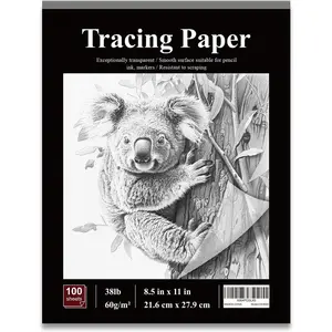 Tracing Paper for Drawing, 8.5"x11 Trace Paper, 100 Sheets (38 lb/ 60 GSM) Translucent Vellum Paper, Tracing Paper Pad for Sketching, Drawing, Overlaying Images, Vellum Art Papers.