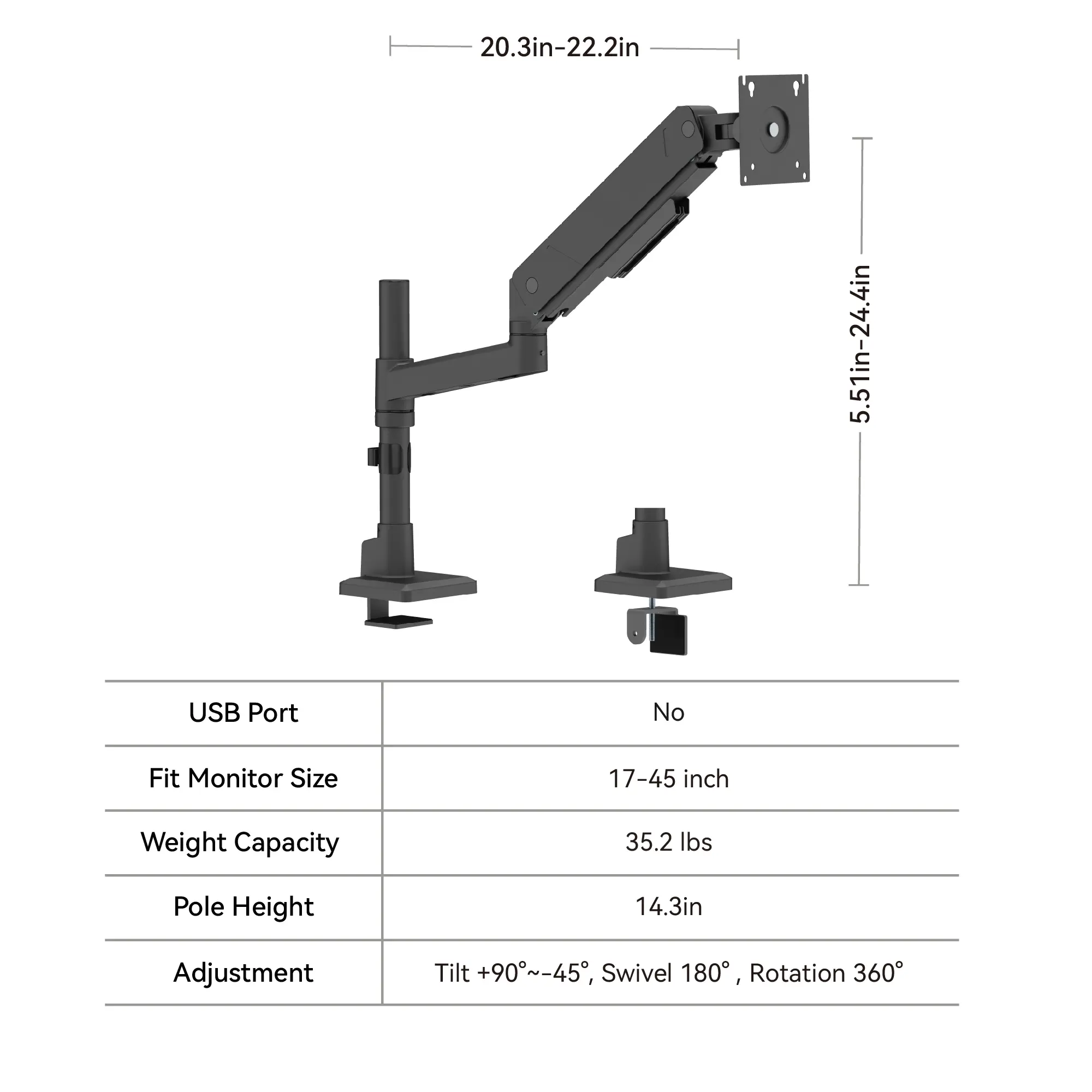 Non-USB-Black Single Pole Stand