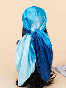 Women's Fashionable Ombre Pattern Square Scarf, Soft Comfortable Satin Scarf for Daily Wear, Casual Versatile Scarf for Women & Girls, Boho Style Scarf