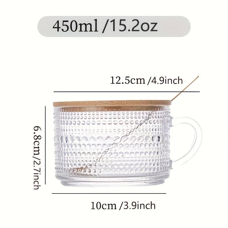 4-piece set of 15.2oz/450ml glass cups and wooden lids, vintage glass coffee cups are perfect for cappuccinos, latte, cereal