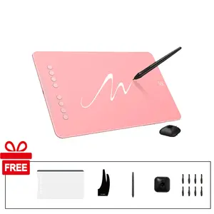 XPPen Deco 01 V3 OSU Graphics Drawing Tablet 10" × 6.25" 16384 Pressure Sensitivity 8 Customizable Shortcut Keys 60° Tilt Batter-free Stylus Pink for Sketching, painting, design, editing photos Compatible with Windows/Android/Linux/Chrome OS/MacOS