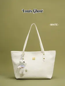 Tote Bag | Cute Plush Bear Pendant Shoulder Bag | Japanese Cute Girl Style Large-Capacity Handbag | Designer Custom Faux Leather Messenger Bag | Trendy Preppy Daily Bag, Suitable for Campus and Commuting Scenarios