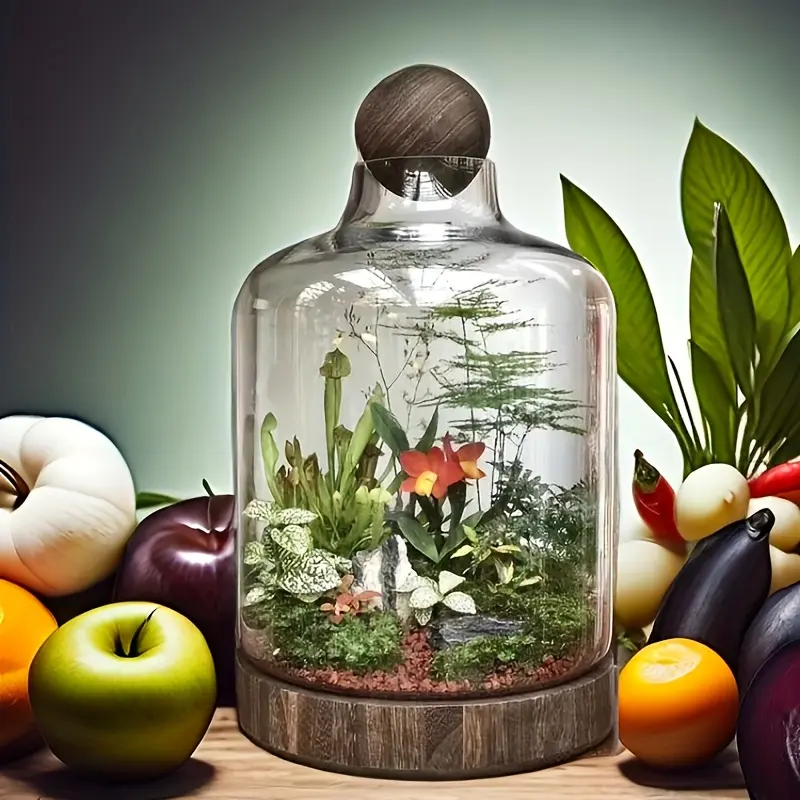 New 1pc Exquisite Japanese-Style Cylinder Glass Bud Vase - Elegant Flower Patterned Micro Landscape Fish Tank Creative Hydroponics Bottle Glam Room Decor Accent with Aesthetic Appeal Ornaments Plants
