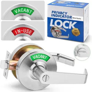 Vacant Occupied Bathroom Door Handle Lock, Lever with Large ,in-Use or Vacancy Indication Occupied Deadbolt,Commercial Door Handle Lock for Public Restrooms(Brushed Nickel)