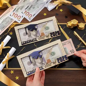2026 Graduation Money Holder Card – Black Gold Congrats Class of 2026 Card with Envelope, Graduation Gift Card & Cash Holder for High School or College Graduate