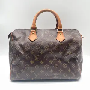 Pre-owned Louis Vuitton leather Shoulder Bags SPEEDY 30 LARGE Brown Coated Canvas Checkered Boston Bag
