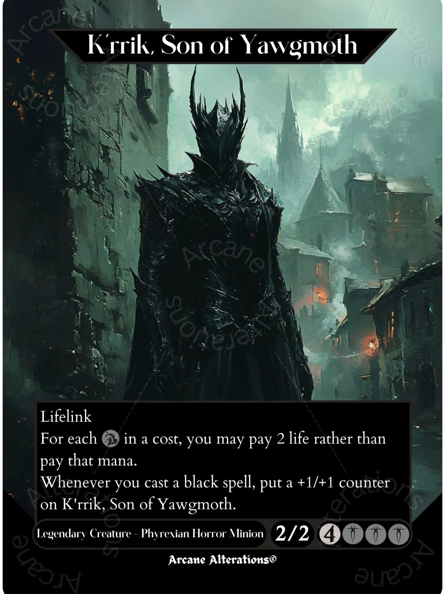 K'rrik, Son of Yawgmoth - Full Art Altered Art Custom Proxy Card