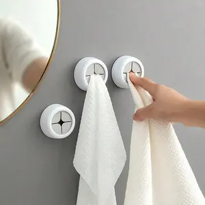 Round Towel Hook, 1 Count Punch Free Wall Mounted Towel Holder, Bathroom Accessories, Home Organizer for Bathroom Kitchen
