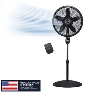 Cyclone 18" Quiet Oscillating Pedestal Fan with Remote, Timer, Adjustable Height for Whole Room Cooling, Black