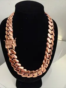 Handmade 14k Rose Gold Plated Cuban Link Chain 20mm Unisex Brass Jewelry cuban chain for men -heavy links -holiday gift, premium hip hop style rose gold large necklace