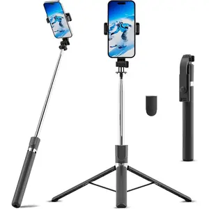 Selfie Stick Tripod, Portable Cell Phone Tripod with Wireless  Control, 360 °   Rotating Extendable All-in-1 Travel Stand for Selfies Video Recording Vlog, Compatible with iOS/Android, Black phone  gadgets rotation selfie stick detachable wireless