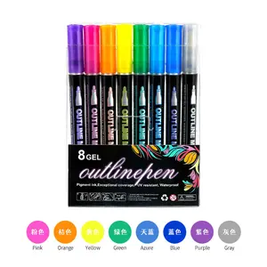 Double Line Outline Pen 8 Color Suit Dream Color Mark Fluorescent Marker