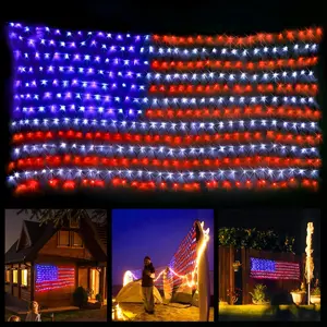 Flag Day!! Led Flag Net Lights of The United States, American Flag Lights, Waterproof American Flag String Light for Outdoor, Independence Day, Memorial Day, Decoration, Garden, Indoor and Christmas (6.5 FT x 3.28 FT)